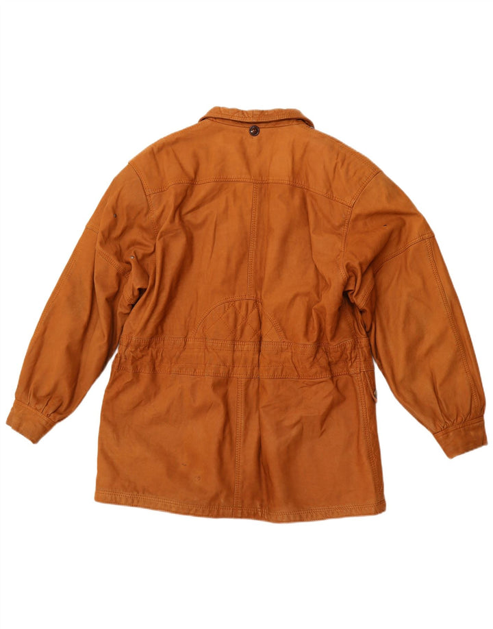 VINTAGE Veste en cuir femme UK 6 Grand cuir marron