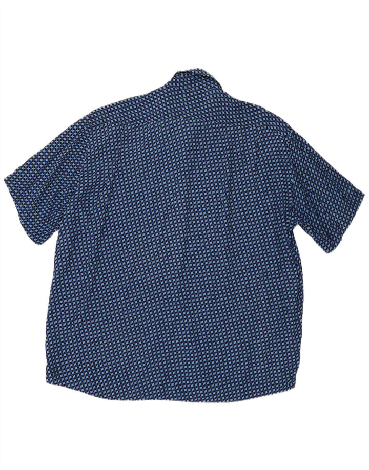 Chemise à manches courtes Vintage pour hommes 2XL bleu géométrique
