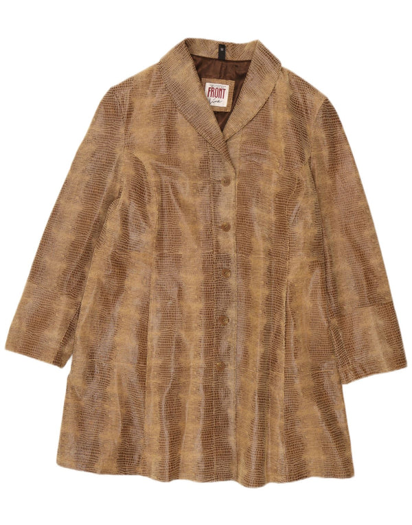 manteau en cuir surdimensionné femme vintage EU 50 3XL Cuir imprimé animal marron