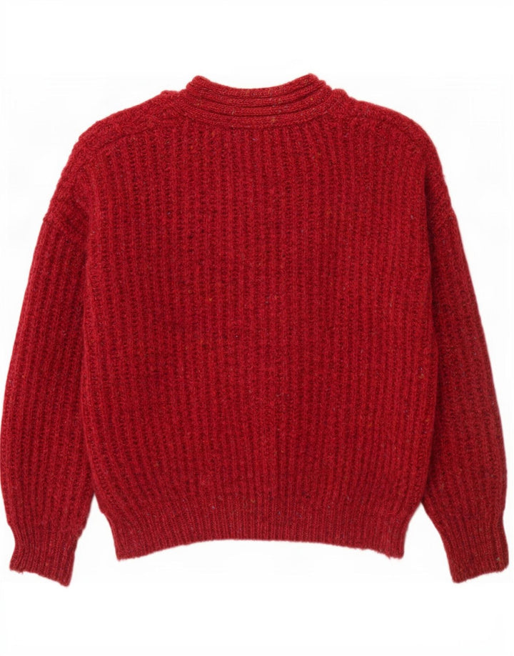 Giovanni Pull col V pour homme en laine mouchetée bordeaux moyen