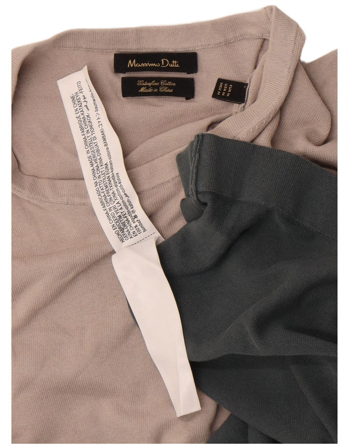 Massimo Dutti T-Shirt Homme Vert Moyen Colourblock Coton