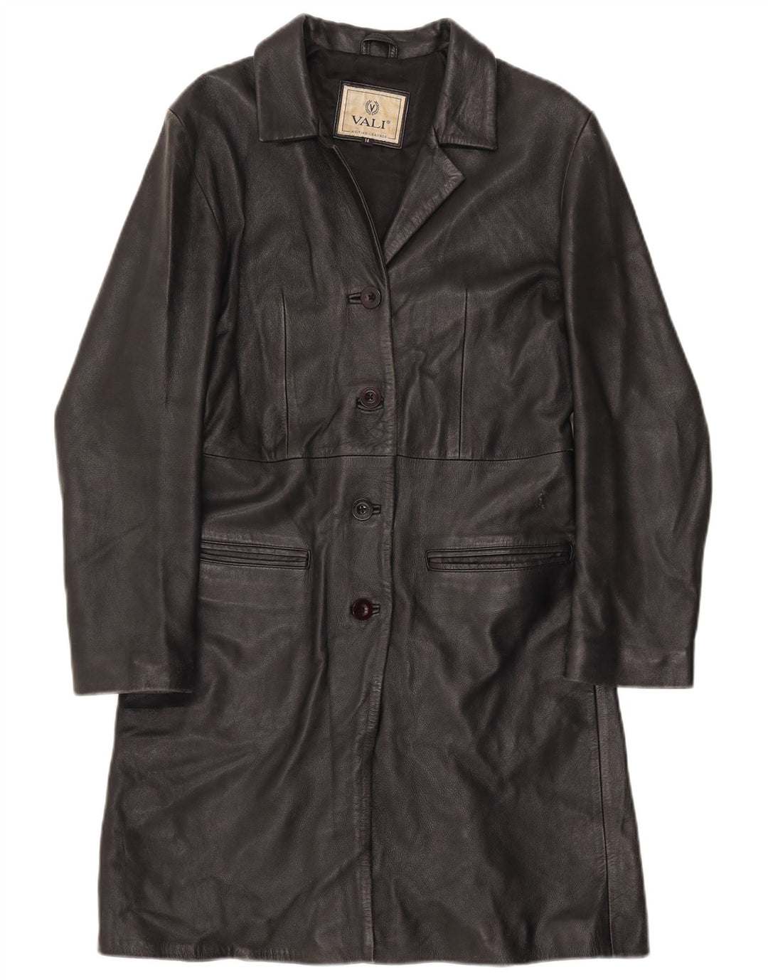 Manteau en cuir femme vintage UK 12 Cuir noir moyen