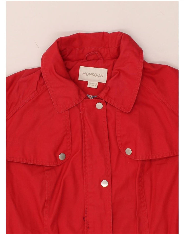MONSOON Womens Utility Jacket UK 12 Medium Red Cotton Vintage Monsoon and Second-Hand Monsoon from Messina Hembry 
