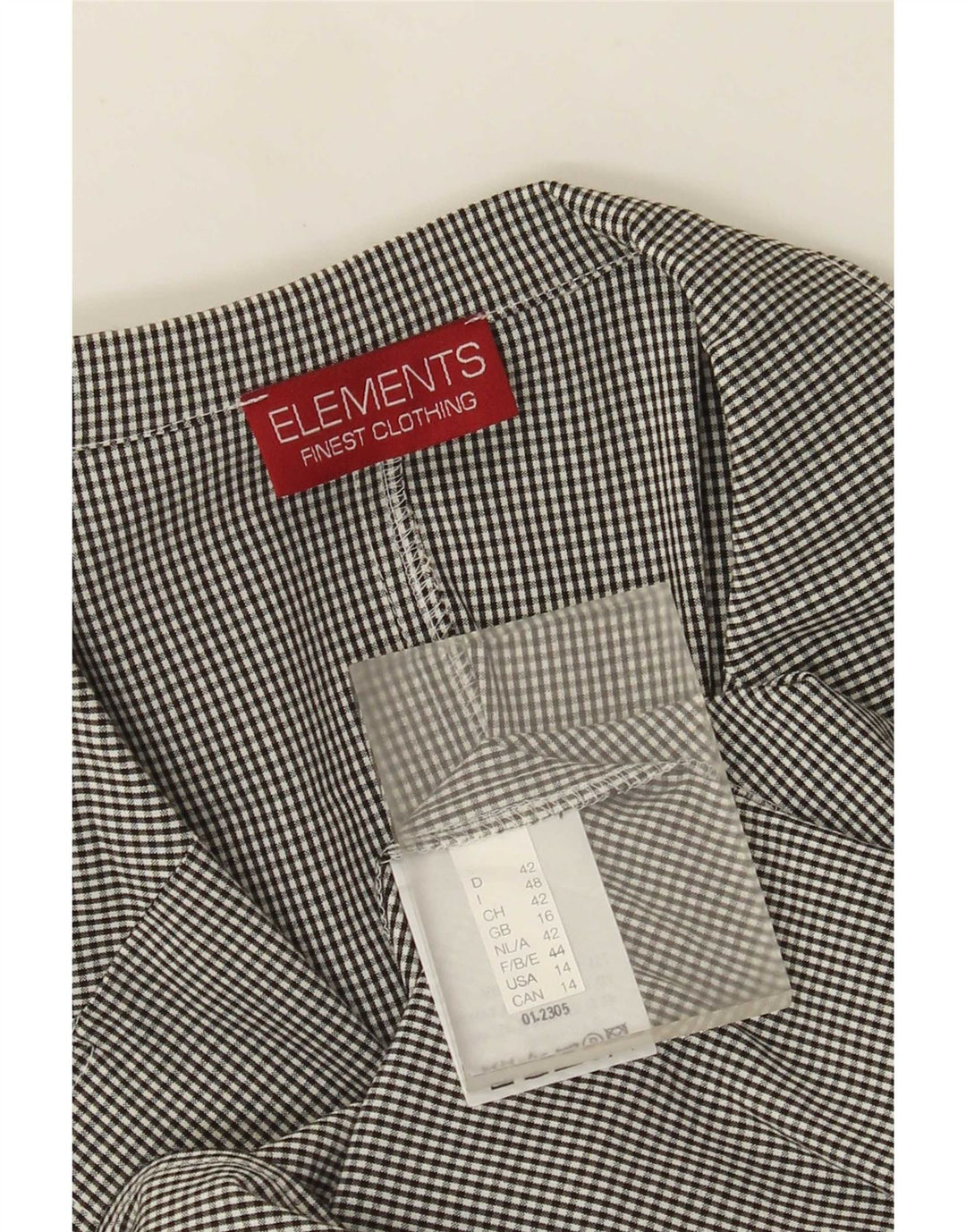 Elements Chemise à manches 3/4 pour femme UK 16 Large Noir Vichy Viscose