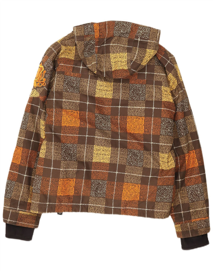 Billabong Veste coupe-vent à capuche pour femme Taille 3 Petit carreaux marron