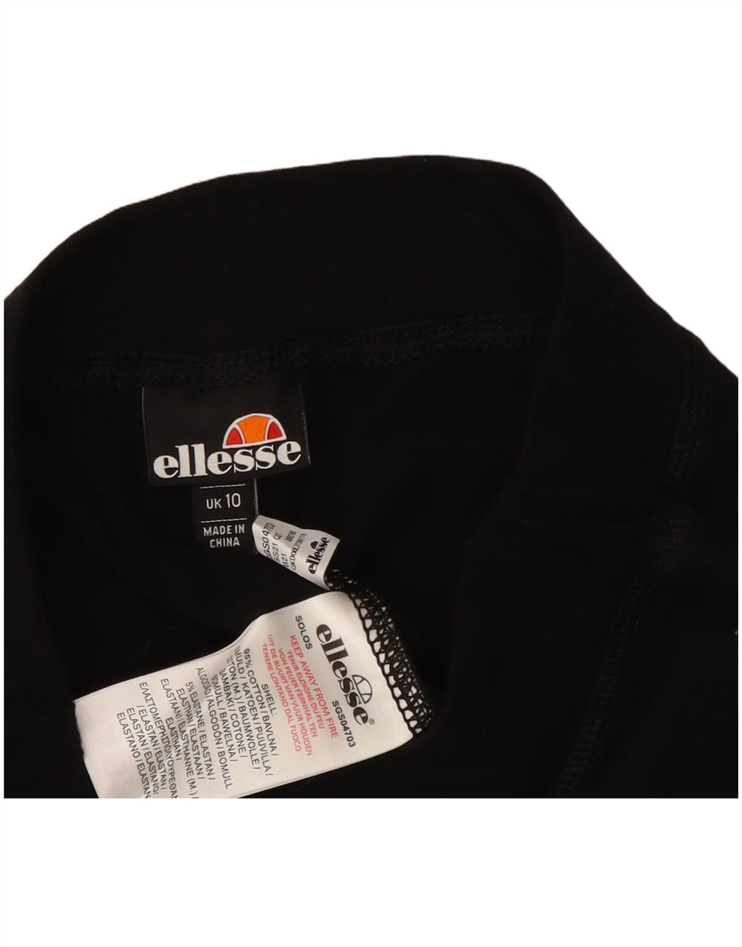 Ellesse Leggings graphiques pour femme UK 10 Small Noir Coton