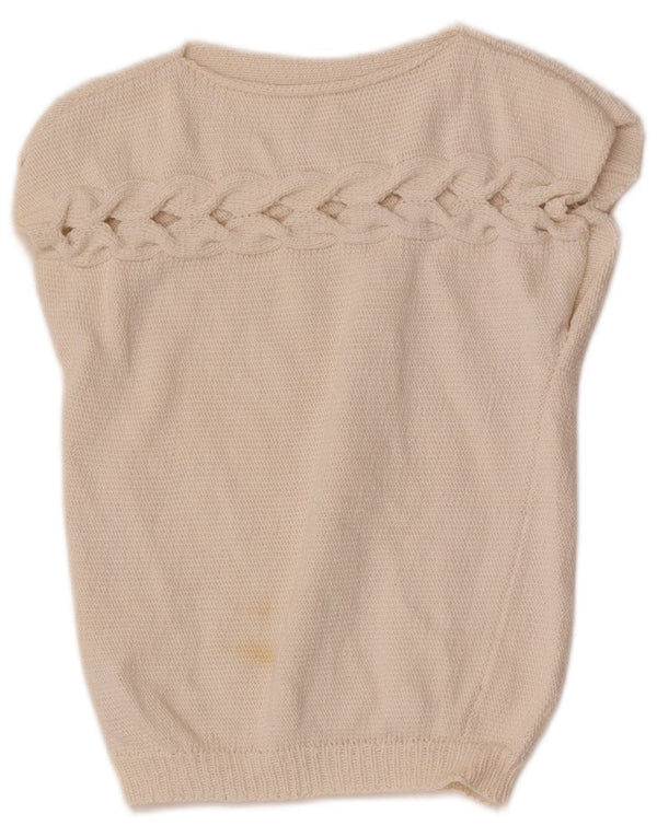 Débardeur gilet fille vintage 9-10 ans Beige
