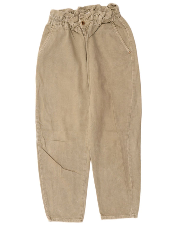 Zara Jean court taille haute fuselé pour femme EU 40 Medium W30 L25 Coton beige