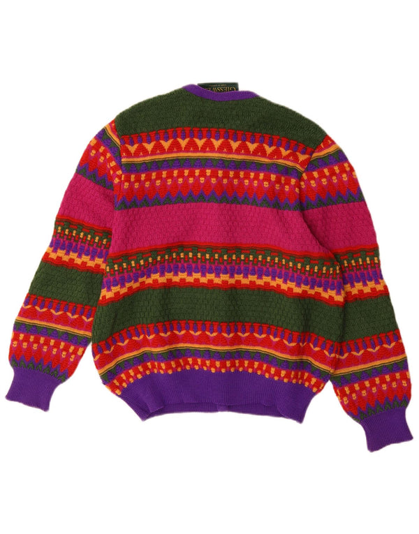 Giesswein Cardigan Femme Pull UK 14 Grand Multicolore Géométrique