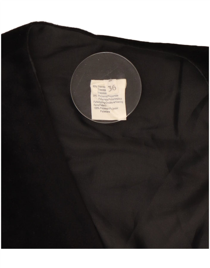 VINTAGE Veste Boléro Ouverte Femme IT 36 XS Triacétate Noir