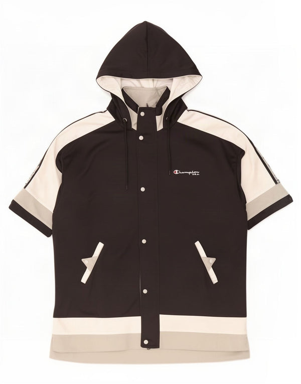 Champion Veste de survêtement à capuche et manches courtes pour homme XL Noir Colorblock