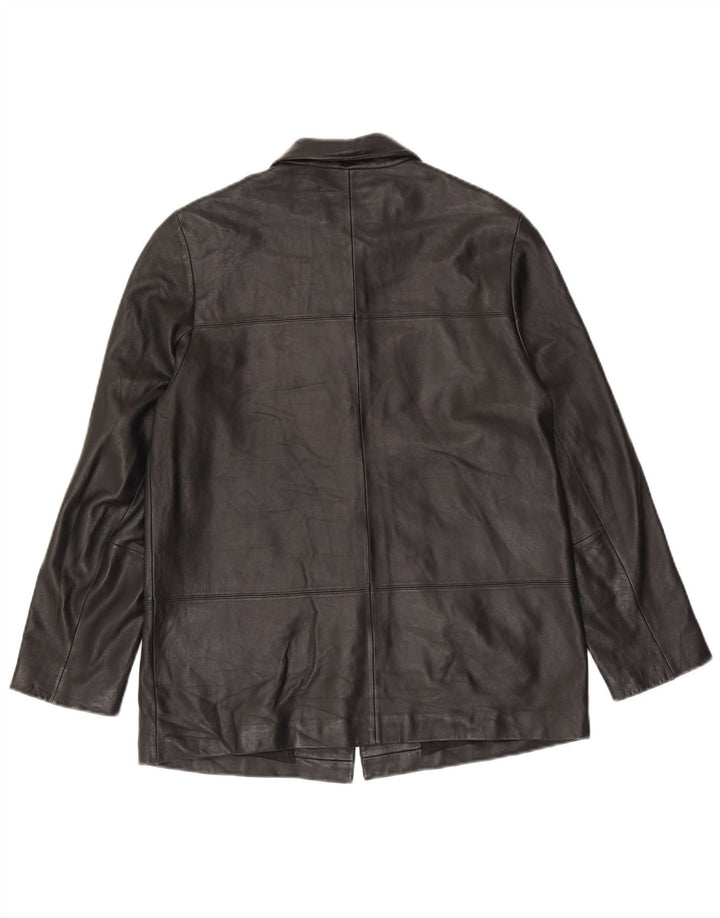 Marks & Spencer Veste en cuir pour femme UK 12 Cuir noir moyen