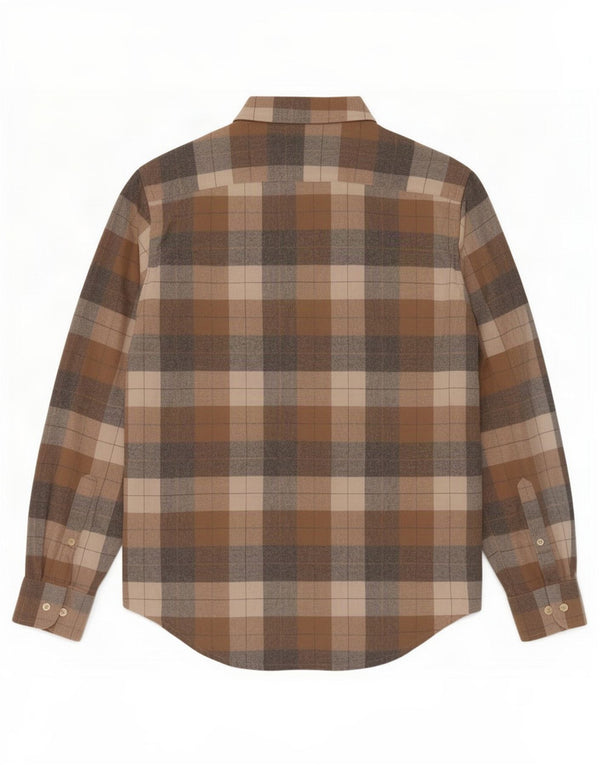 Carrera Chemise Regular Fit en Flanelle Homme Marron Moyen à Carreaux en Coton