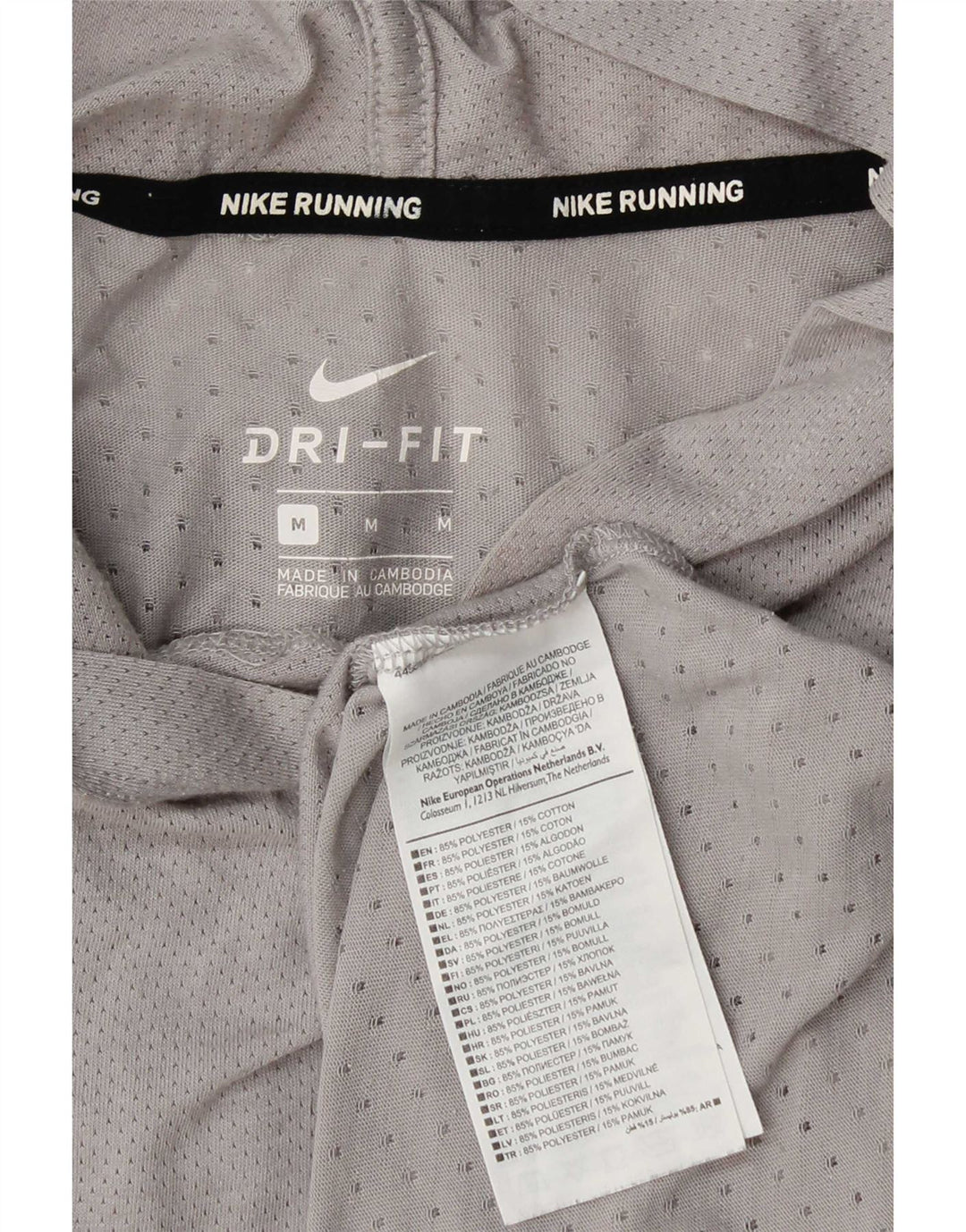 Nike T-shirt à capuche Dri Fit pour homme Gris moyen Polyester