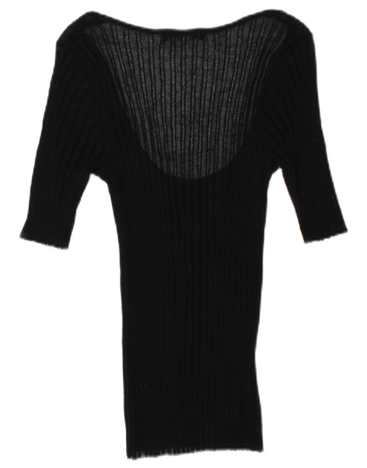 Zara Chemisier transparent à manches 3/4 pour femme UK 12 Noir moyen