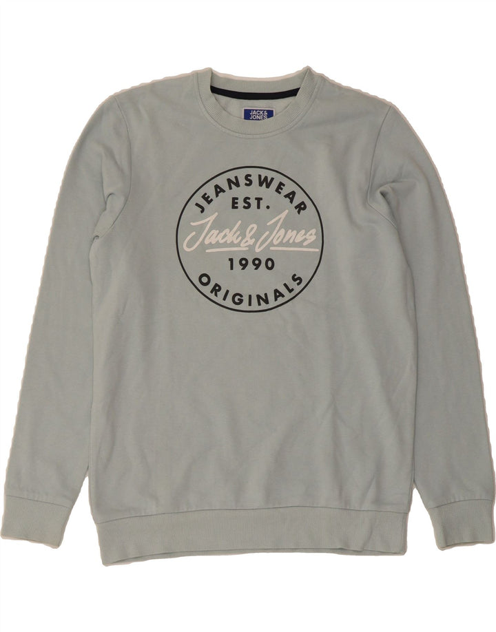 JACK & JONES Boys Graphic Sweatshirt Jumper 15-16 Years Grey Cotton Vintage Jack & Jones and Second-Hand Jack & Jones from Messina Hembry 