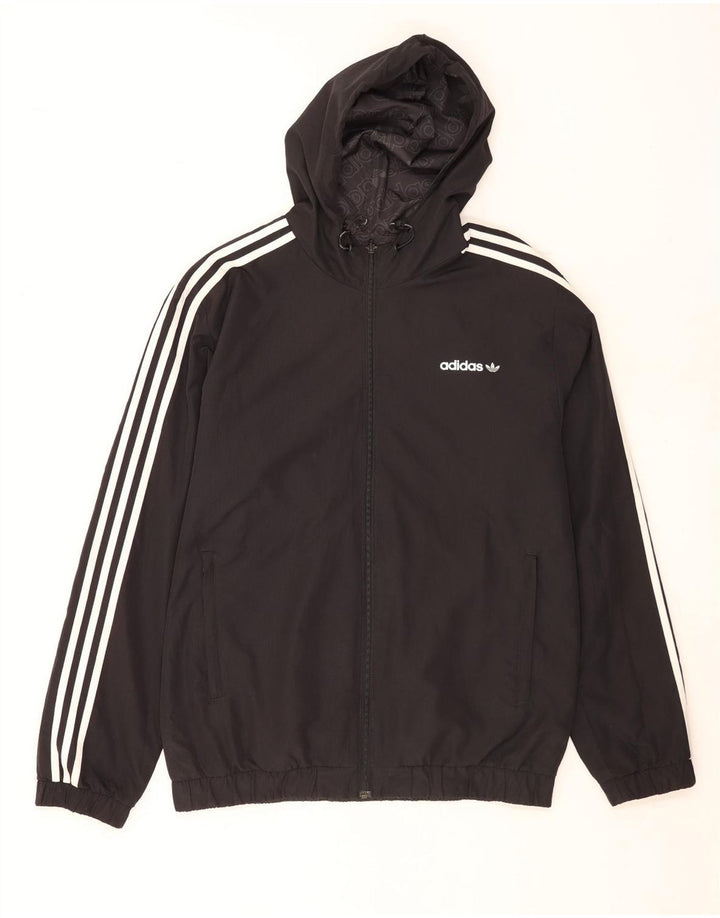 Adidas Veste réversible à capuche graphique pour homme UK 40 Large Noir Polyester