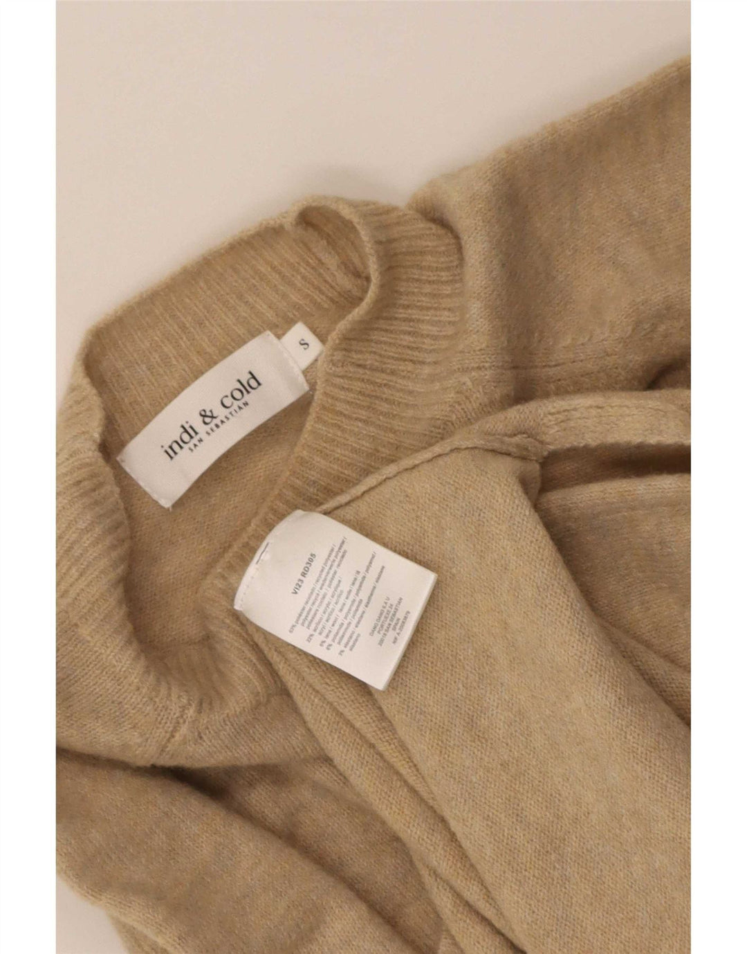 Indi & Cold Pull surdimensionné à col roulé pour femme UK 10 Petit Beige