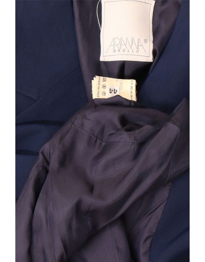 vintage Femme 1 Bouton Blazer Veste IT 44 Acétate Bleu Marine Moyen