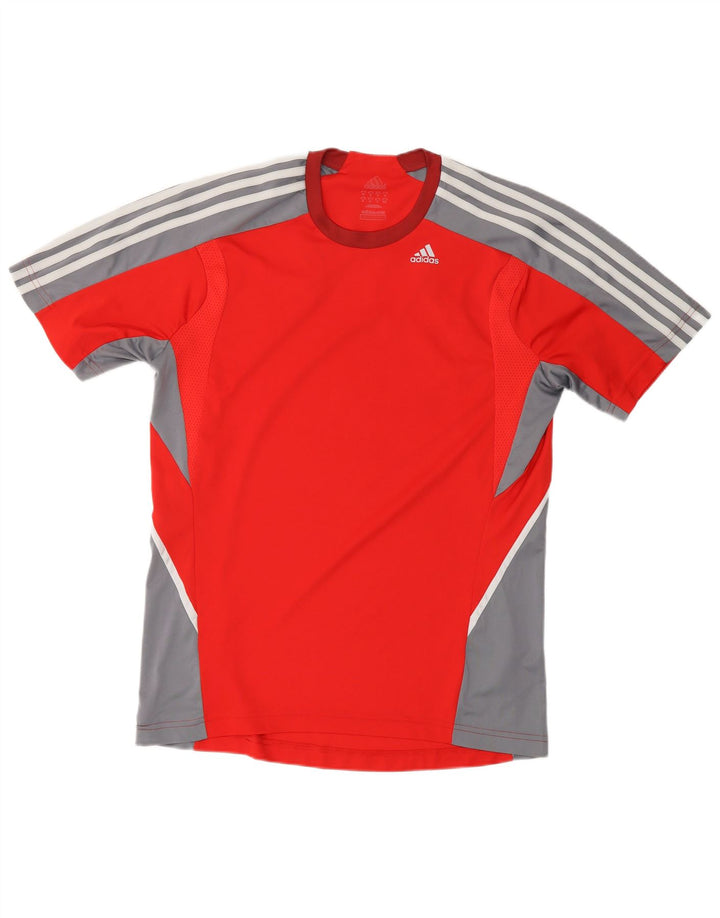 ADIDAS T-Shirt Climalite Homme Rouge Moyen Polyester Colorblock