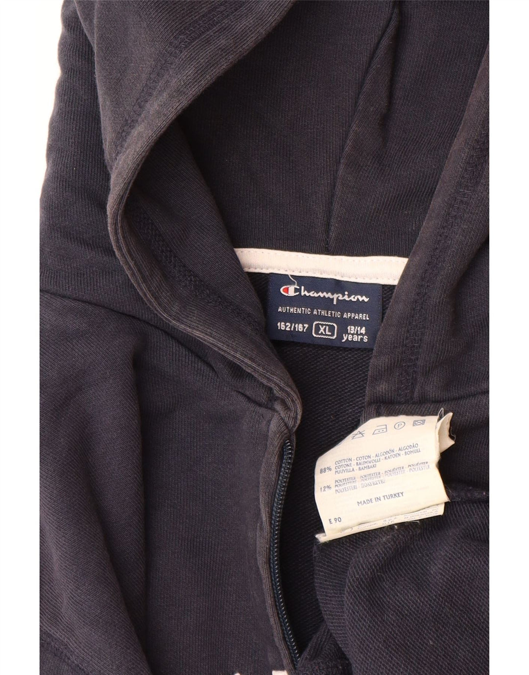 CHAMPION Pull à capuche zippé graphique pour garçon 13-14 ans XL Bleu marine Coton