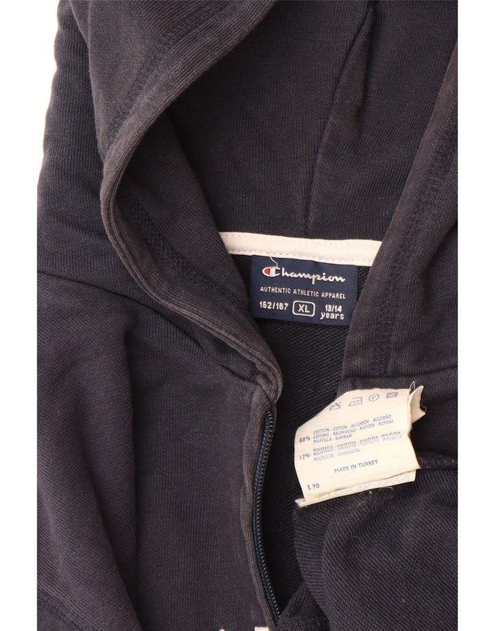 CHAMPION Pull à capuche zippé graphique pour garçon 13-14 ans XL Bleu marine Coton