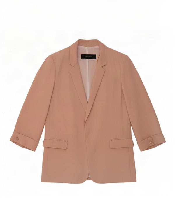 Zara Veste blazer ouverte à manches 3/4 pour femme UK 14 Rose moyen Polyester