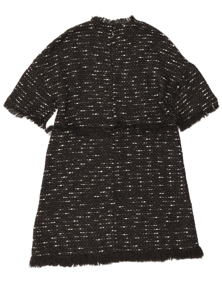 Zara Robe trapèze pour femme UK 42 en polyester moucheté noir moyen