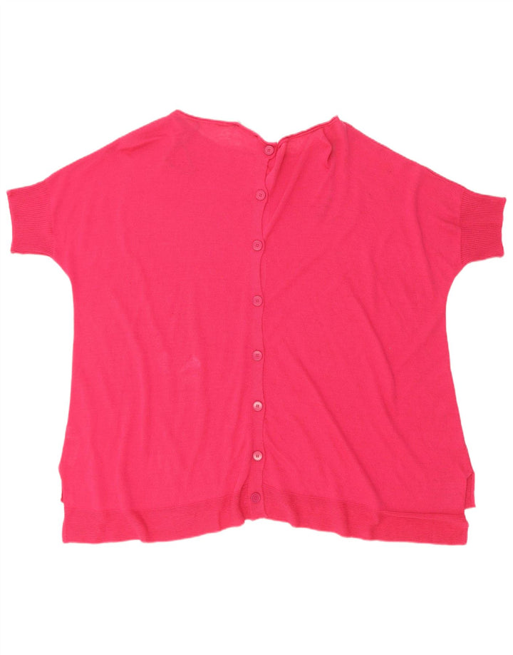 Benetton Cardigan surdimensionné à manches courtes pour femme UK 14 Rose moyen