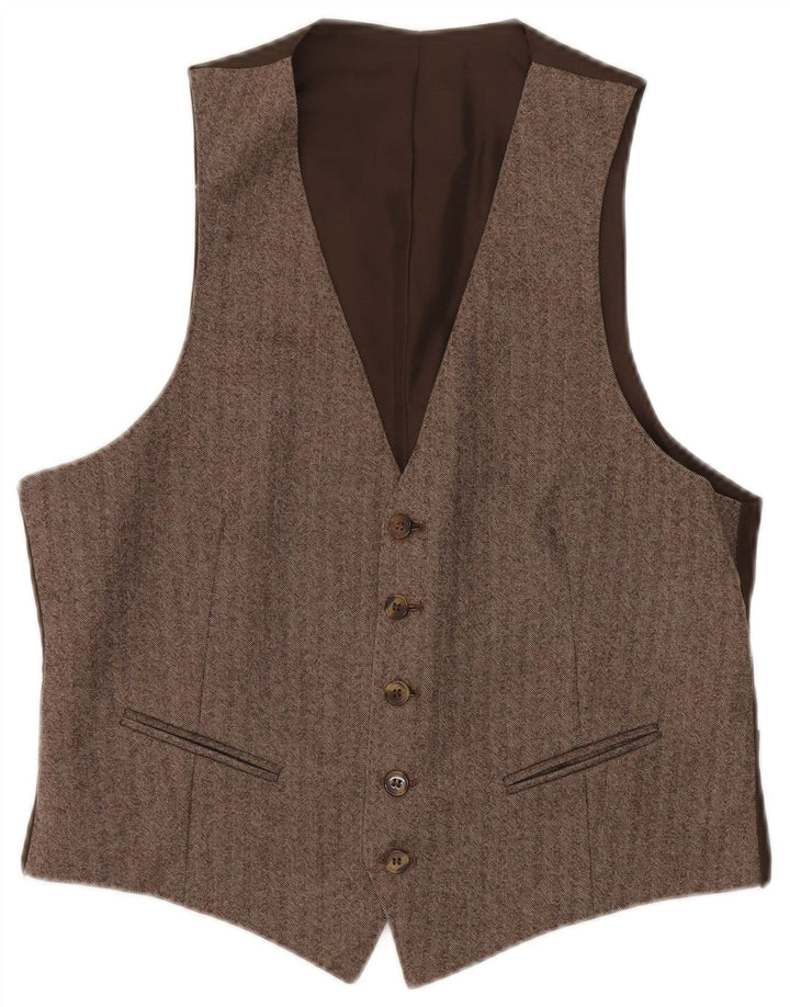 gilet homme vintage petit chevron brun