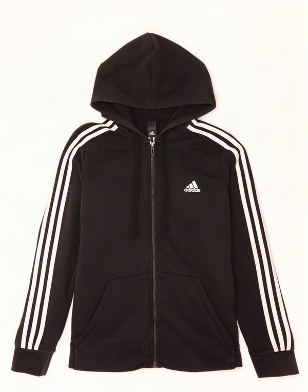 Adidas Pull à capuche zippé pour femme UK 12/14 Coton noir moyen