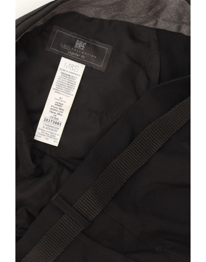 MARKS & SPENCER Pantalon Chino Coupe Regular Homme W36 L29 Noir Polyester