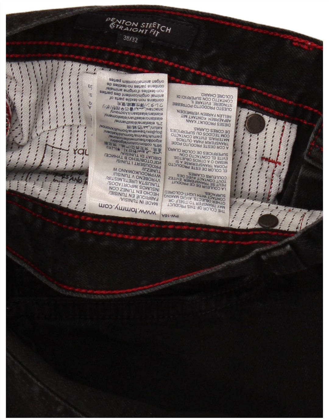 TOMMY HILFIGER Jean Droit Denton Homme W38 L23 Noir Coton