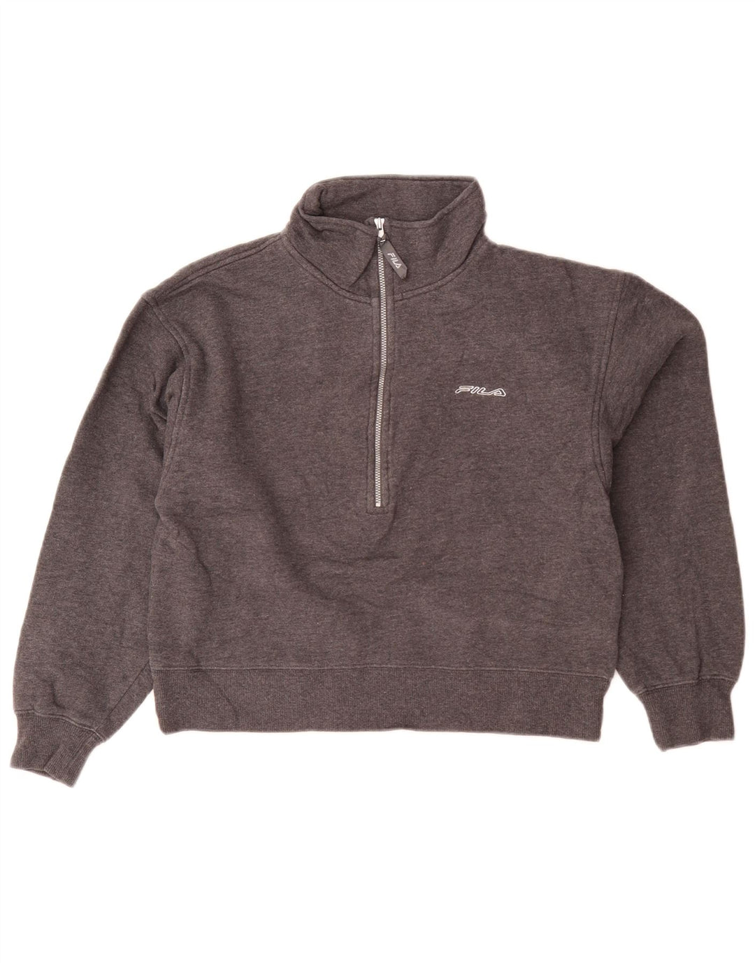 Fila Sweat-shirt surdimensionné à col zippé pour femme UK 10 Petit Gris