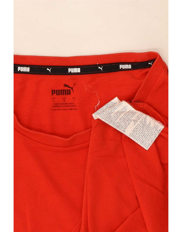 Puma Homme Graphic T-Shirt Top Large Rouge Coton