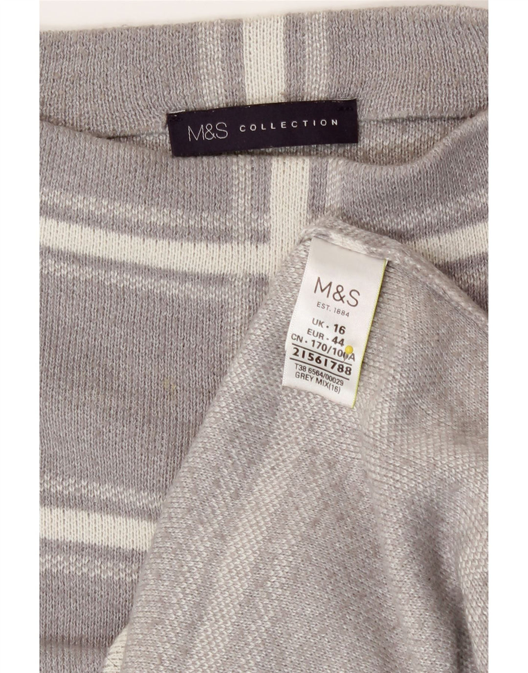 Marks & Spencer Pull à col rond pour femme UK 16 Grand carreaux gris