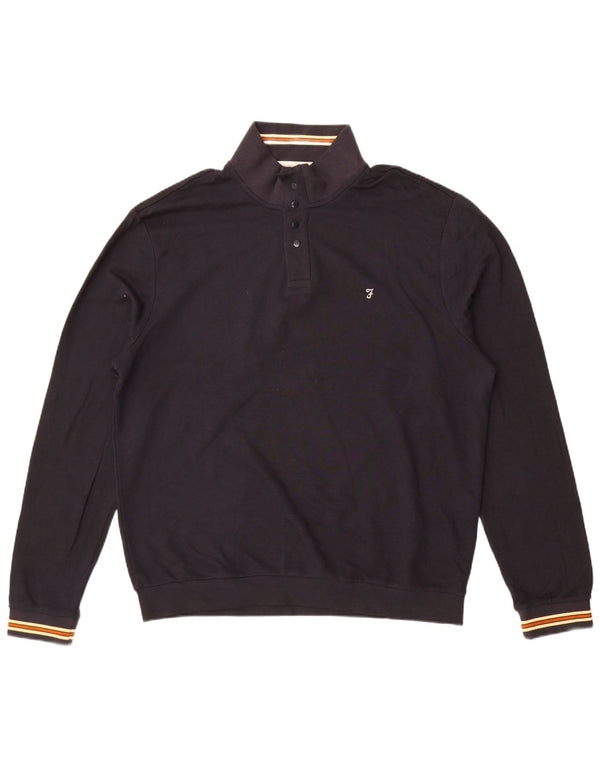 Farah Pull à col boutonné pour homme Coupe moderne 2XL Bleu marine en coton