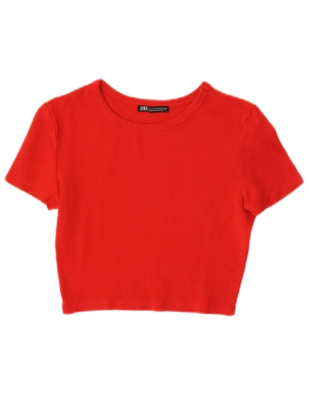 ZARA Womens Crop T-Shirt Top UK 8 Petit Rouge