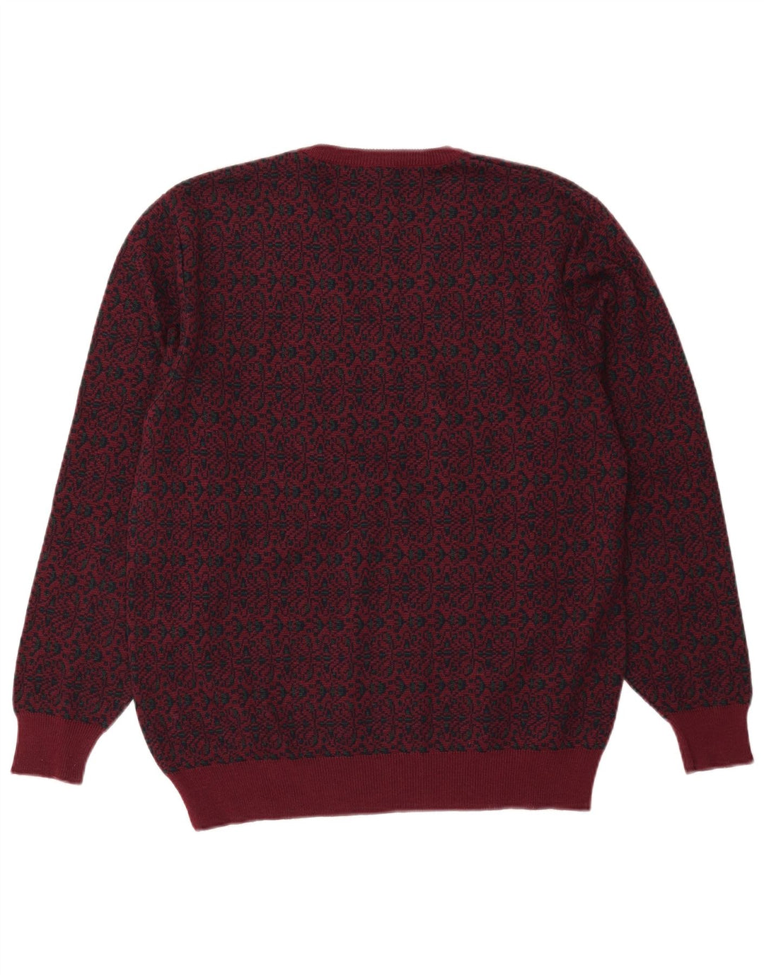 Mapier Pull col V pour homme en laine Fair Isle bordeaux moyen