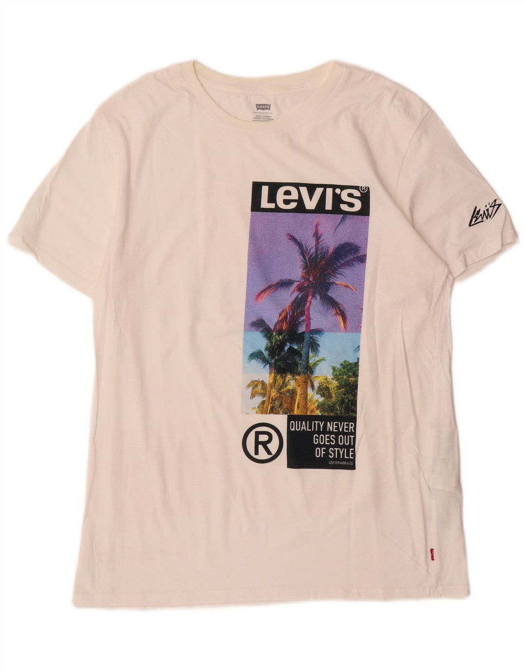 Levi's T-Shirt Graphique Haut Large Homme Blanc Cassé Coton