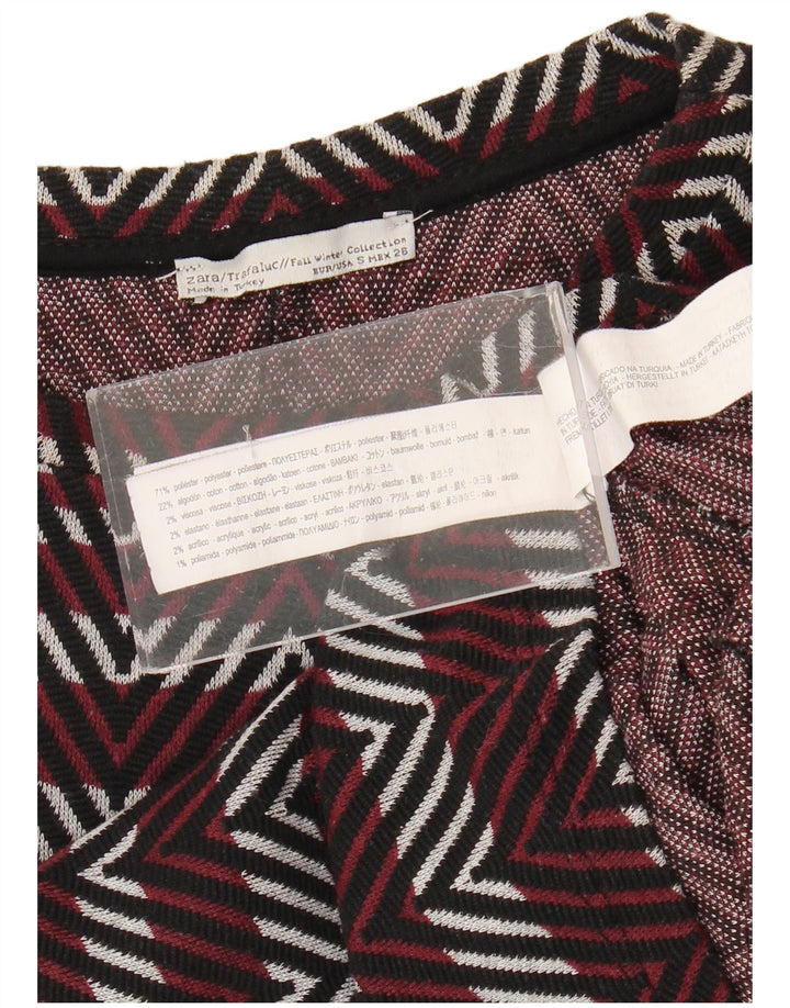 Zara Femme Trafaluc Basic Robe UK 8 Petit Bordeaux Chevron Polyester