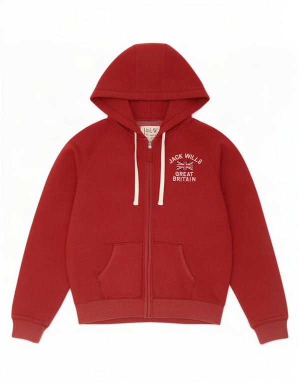 Jack Wills Pull à capuche zippé graphique pour hommes, grand coton rouge
