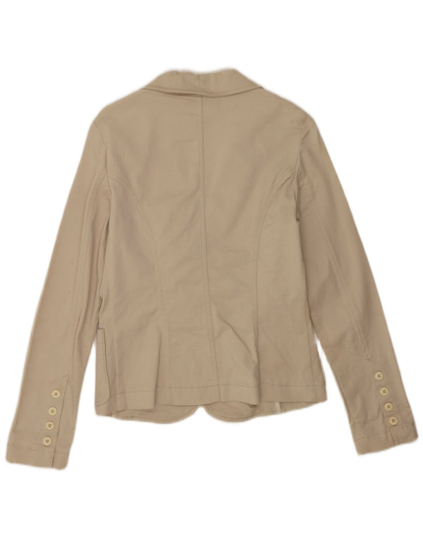 Zara Veste Blazer 2 Boutons Femme UK 14 Grand Coton Beige