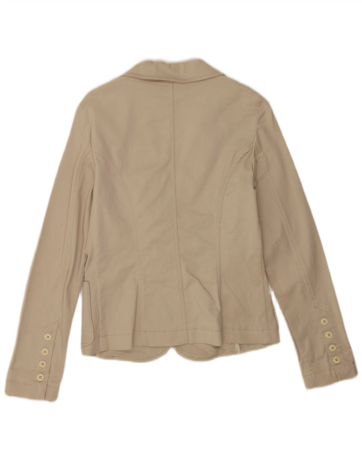 Zara Veste Blazer 2 Boutons Femme UK 14 Grand Coton Beige