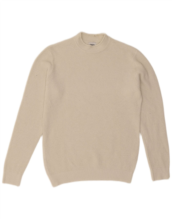 Zara Pull à col roulé pour homme en coton blanc moyen