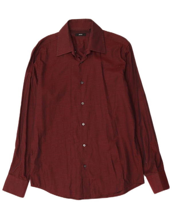 Hugo Boss Chemise Homme Taille 39 15 1/2 Coton Bordeaux Moyen