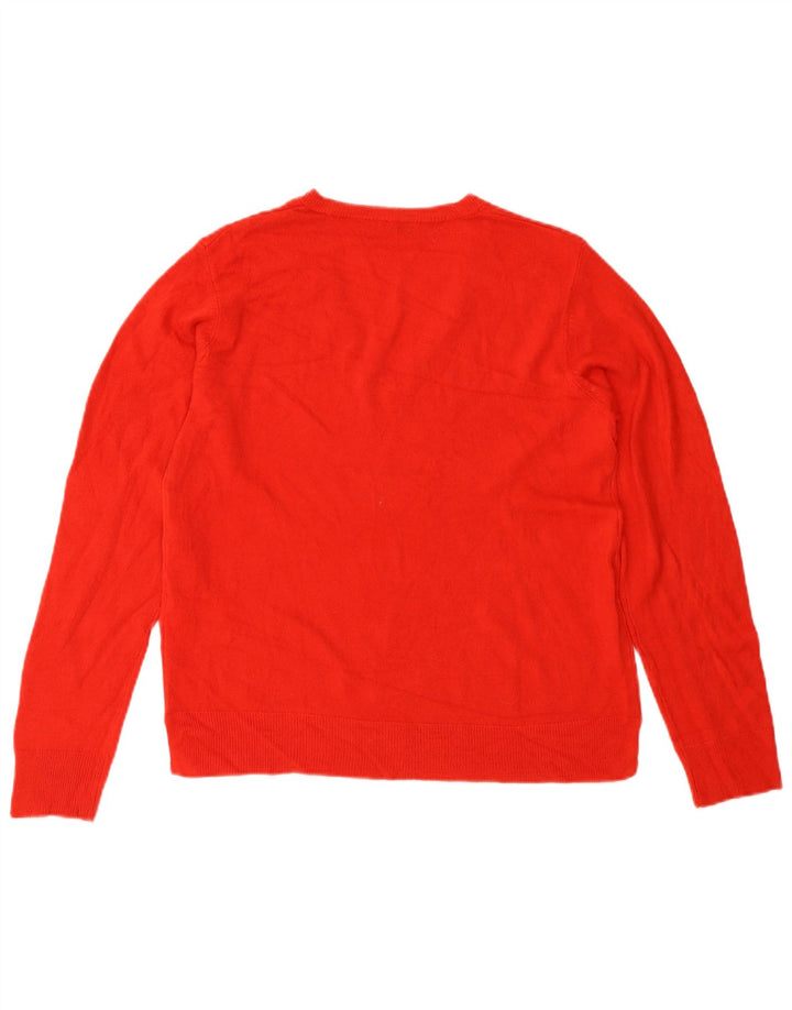 MARKS & SPENCER Pull col V pour femme UK 14 Grand Acrylique Rouge