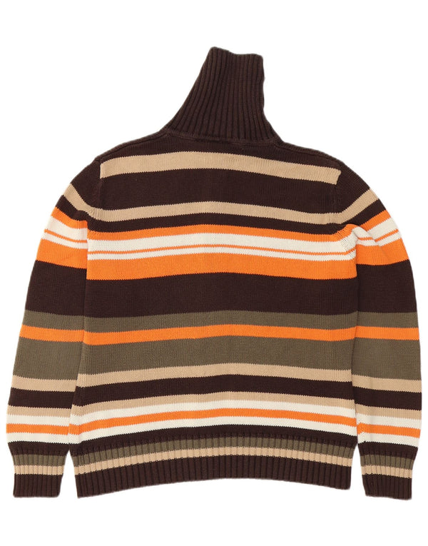 VINTAGE Pull Cardigan Femme UK 14/16 Grand Rayé Multicolore