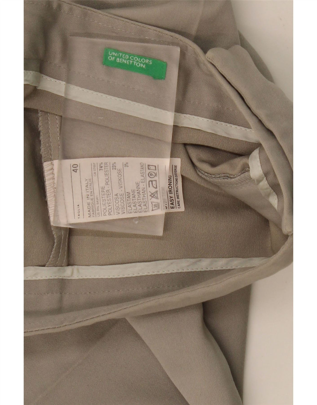 BENETTON Womens Bootcut Casual Trousers IT 40 Small W28 L30 Grey Polyester Vintage Benetton and Second-Hand Benetton from Messina Hembry 