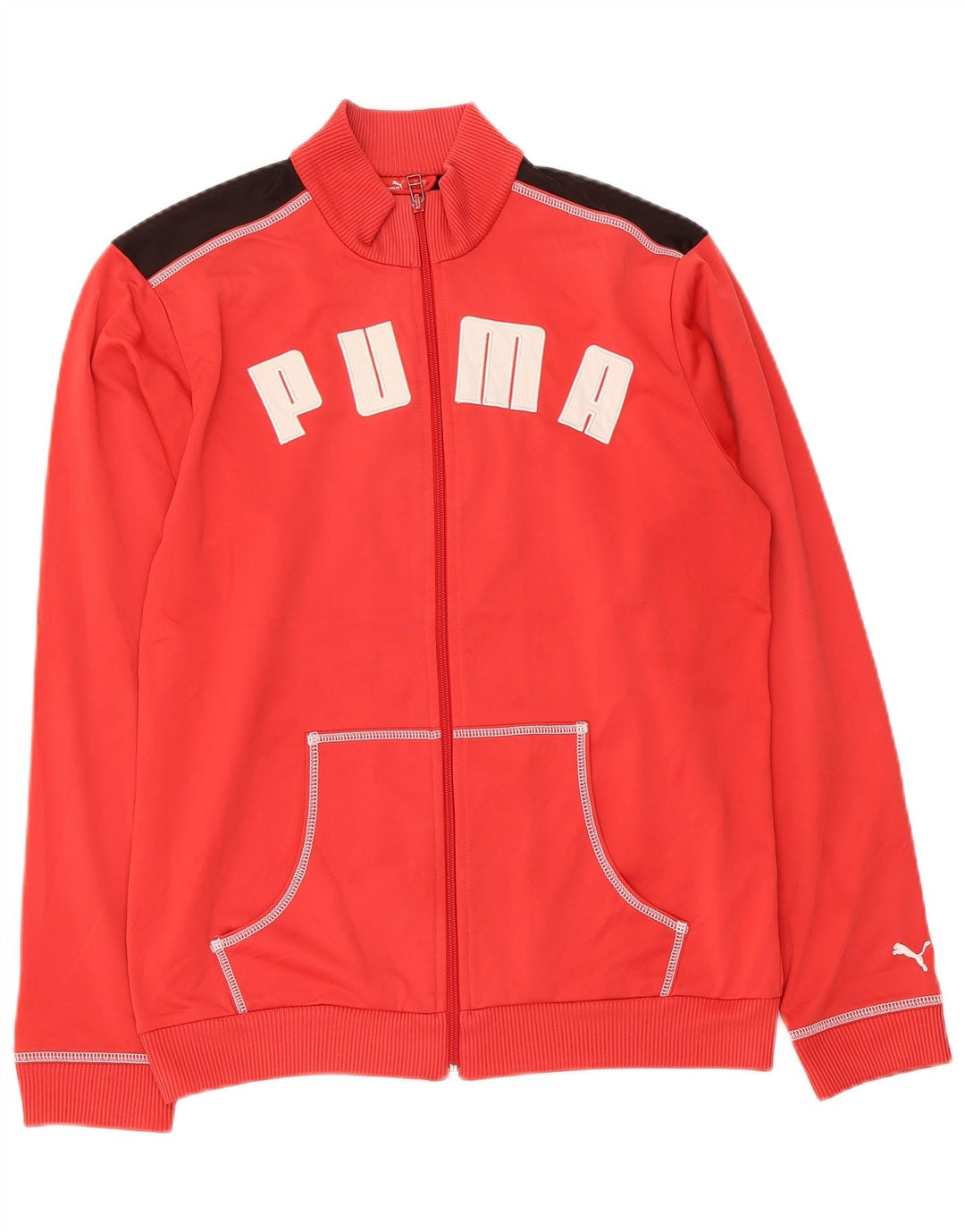 PUMA Boys Graphic Tracksuit Top Jacket 15-16 Years Red Colourblock
